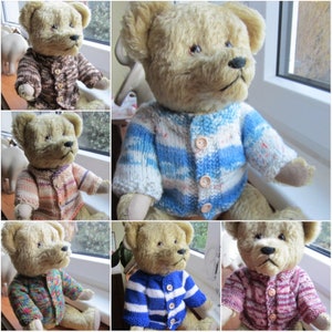 Teddy Puppen Spielzeug Bären Plüschtiere Kinder Teddykleidung Strickjacke handgestrickt Bild 1