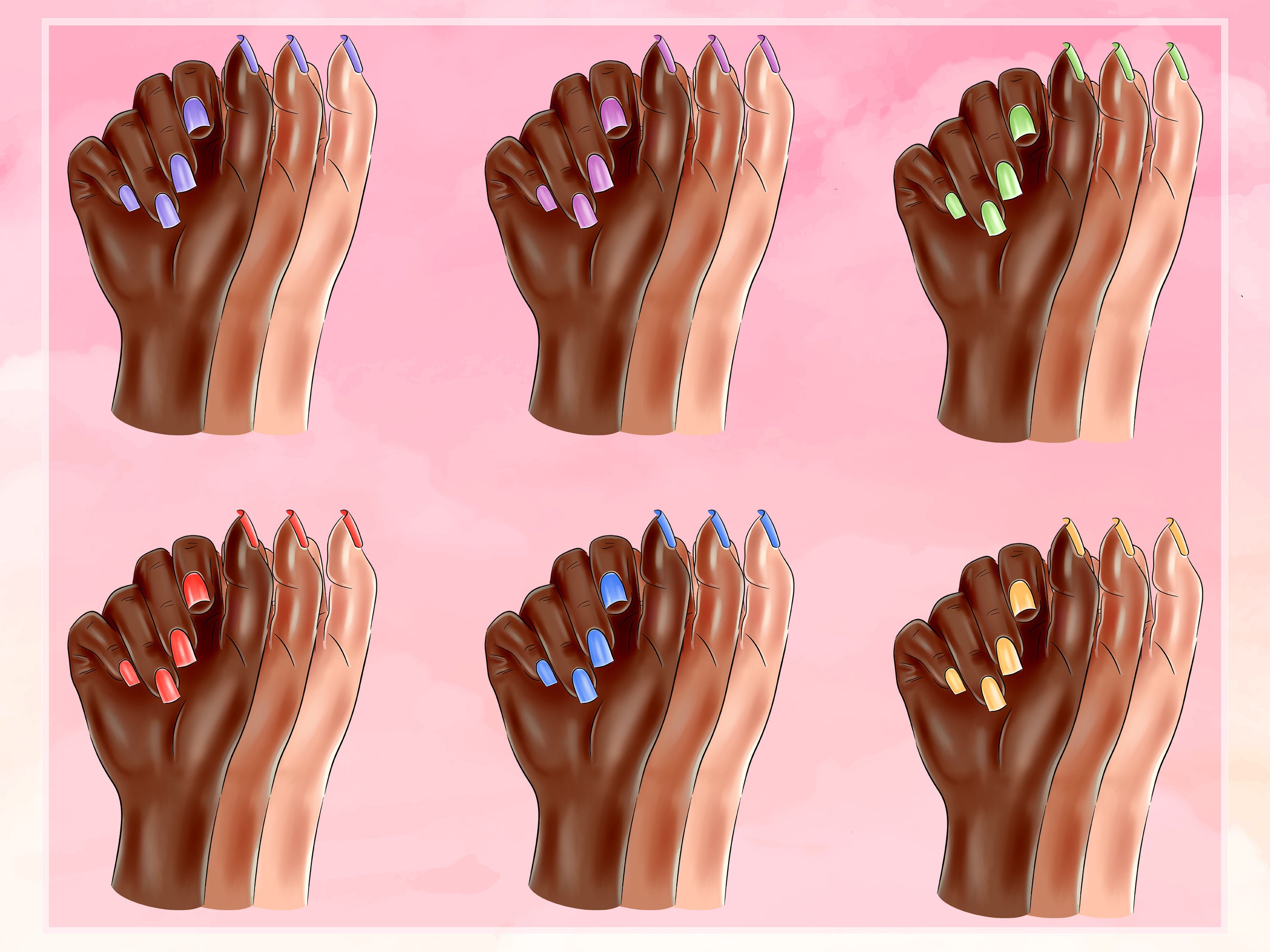 Right Nail Polish Hand Clipart Digital CLIPART Download PNG Nails Hands