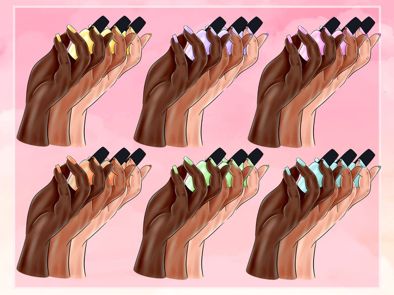 Nail Polish Bottle Clipart Digital CLIPART Download PNG Nails Hands