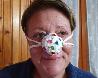 Colorful heart nose warmer, Funny valentines day, Crochet Nose cover, Winter accessories, Nose scarf, Valentines gift for her
