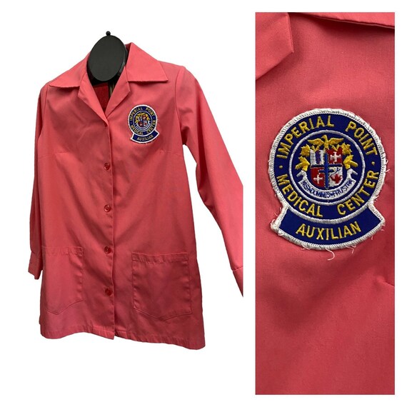 Vintage Medical Lab Coat / Pink Candy Striper Workwear Smock Etsy