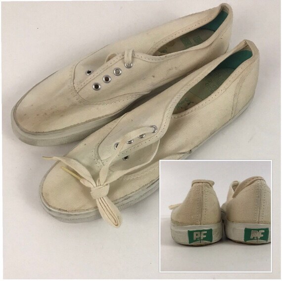 1960s PF Flyers Converse Shoes / NOS White Canvas