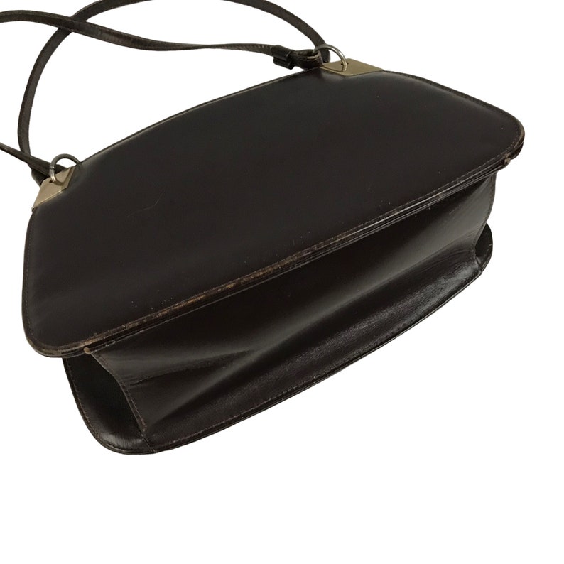 1960s Brown Leather Handbag / 60s Mod Leather Top Handle Purse Etsy