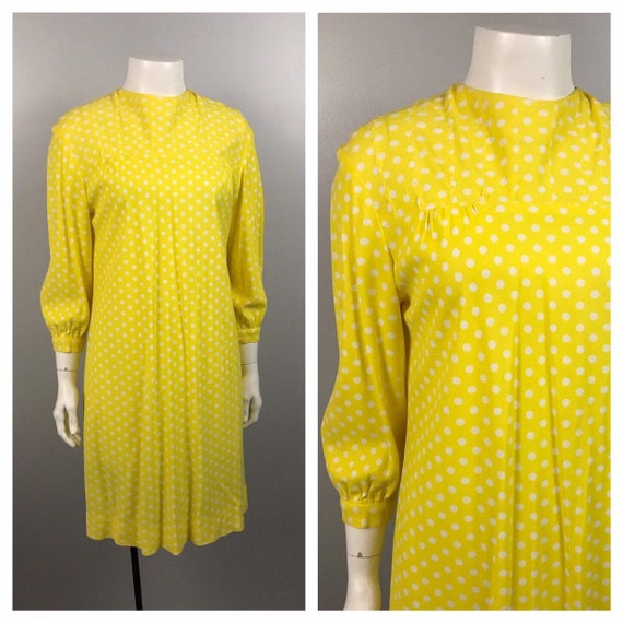 yellow and white polka dot dress