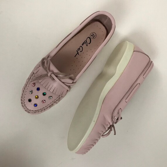 1980s Girls Pink Moccasin Shoes / Choose Size / Pink … - Gem