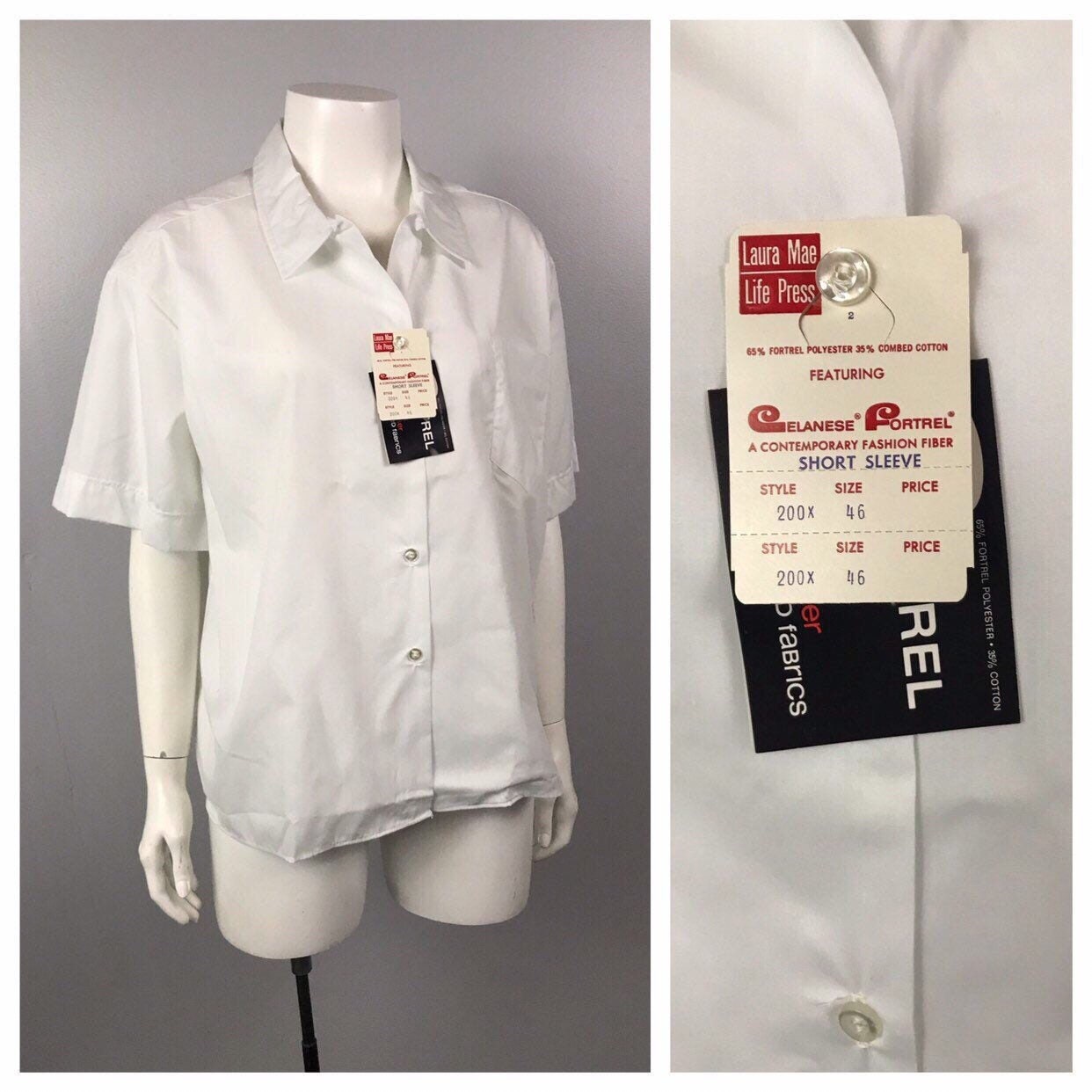 1960s White Blouse Top / NWT Short 