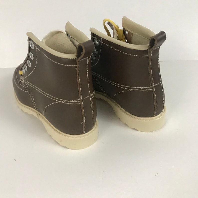 1970s Boys Boots NOS Brown Lace Up Ankle Boots Workwear Unworn Youth Boy/'s size 2