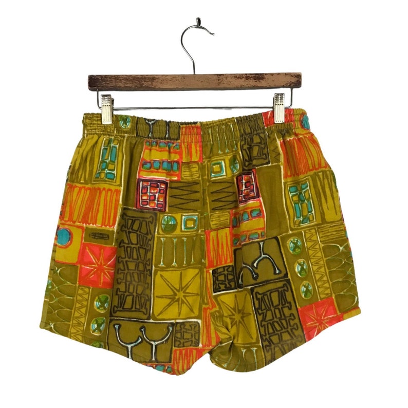 1960s Atomic Swimming Trunks Shorts 60s Mod Starburst Print Resort Wear Men\u2019s LXL