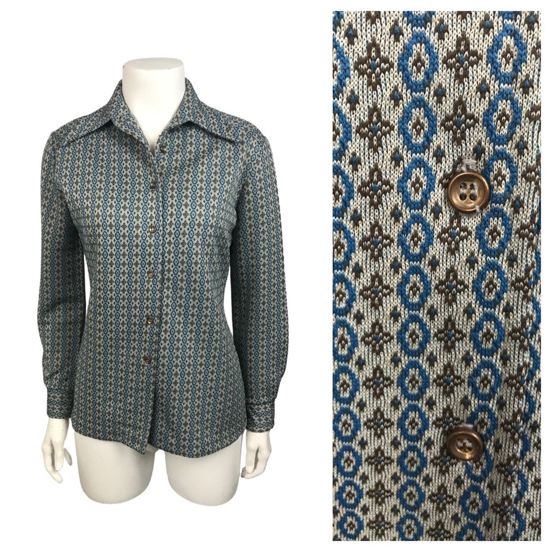 1970s Catalina Button Down Shirt / 70s Fleur De Lys Style - Etsy