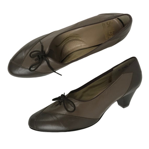 1980s Heels / 80s NOS Two Tone Leather 