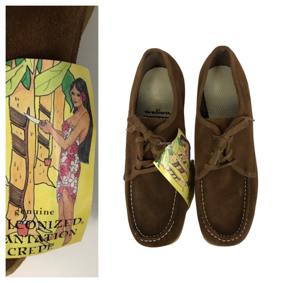 1960s Brown Leather Shoes / NOS Brown Suede Lace U
