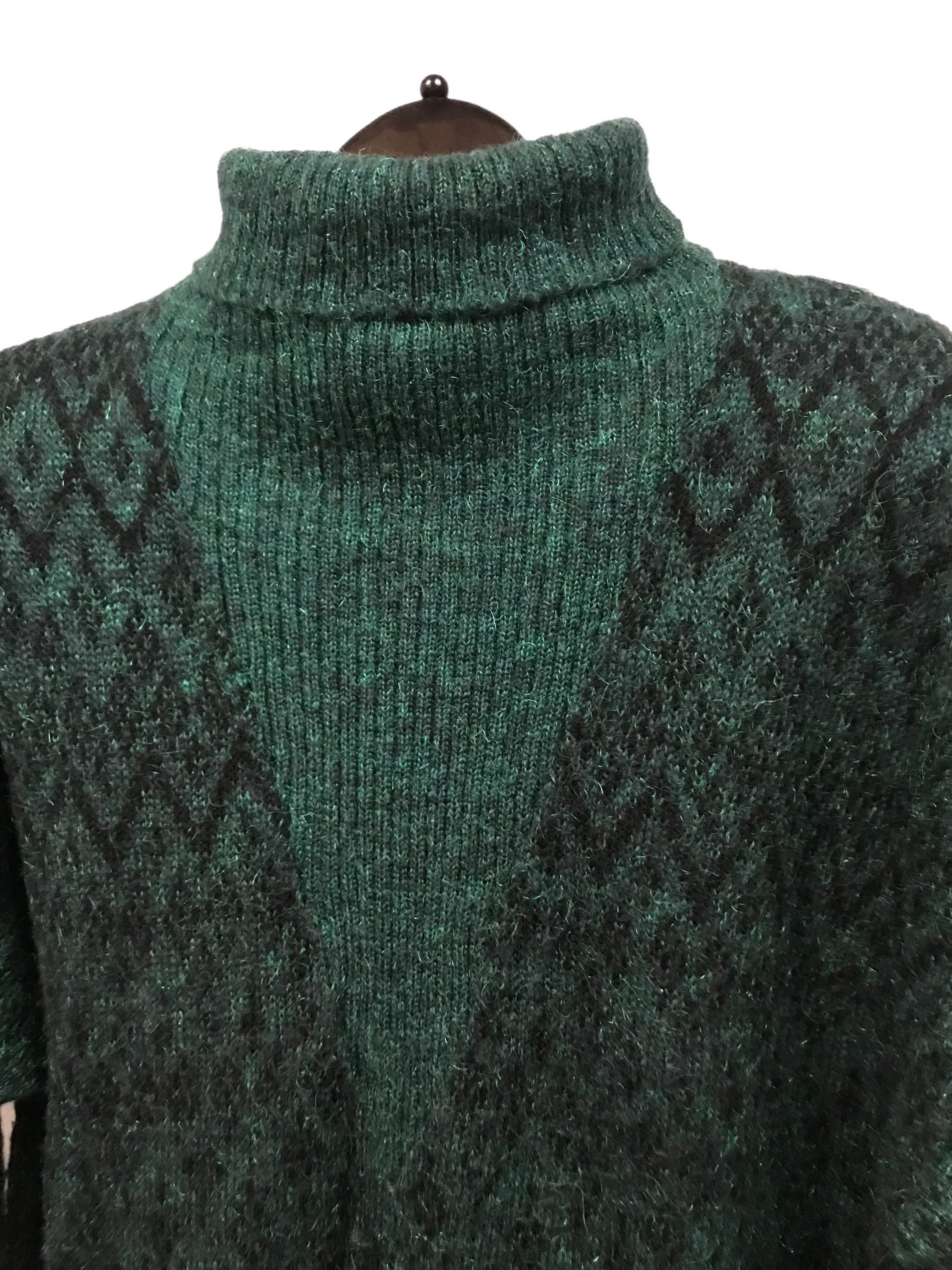 1980s Turtleneck Sweater / Argyle V Neck Print Pullover Ugly | Etsy