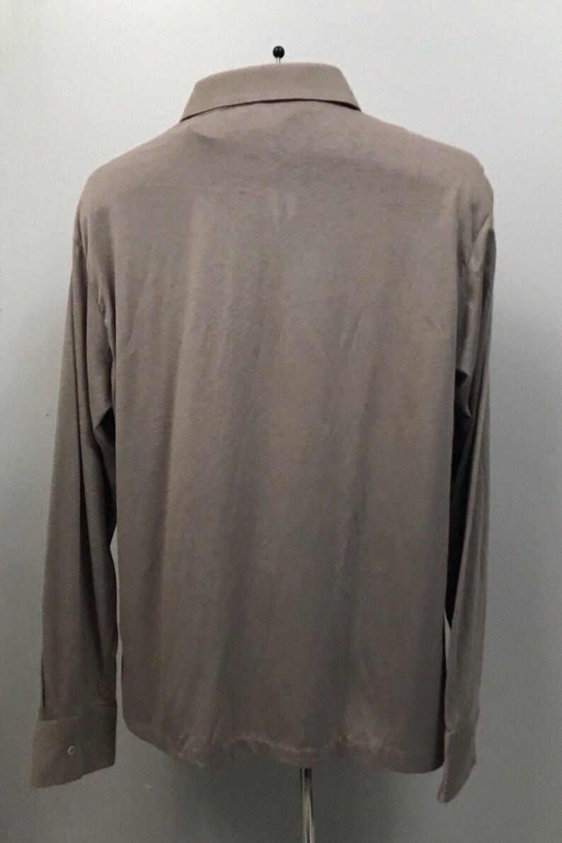 1970s Taupe Polo Shirt 70s NOS Four Button Polo Knitwear Shirt Casual Unworn Men/'s Medium