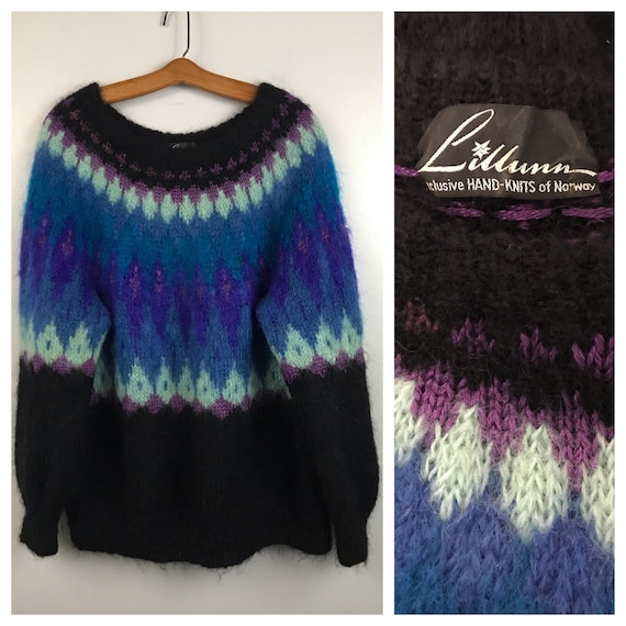 1980s Mohair Sweater / 80s Lillunn Norway Pullover