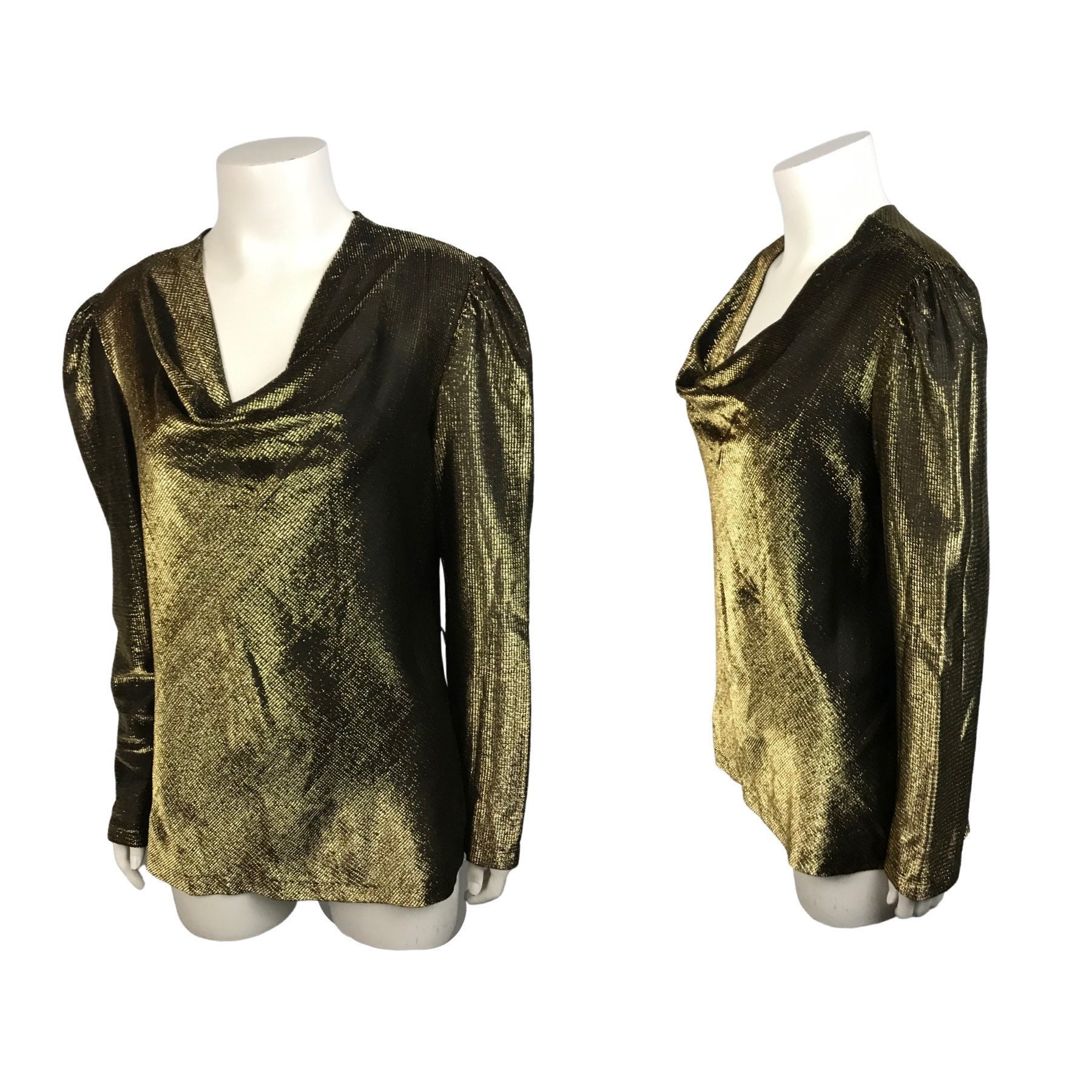 1970s Disco Metallic Blouse / Gold 