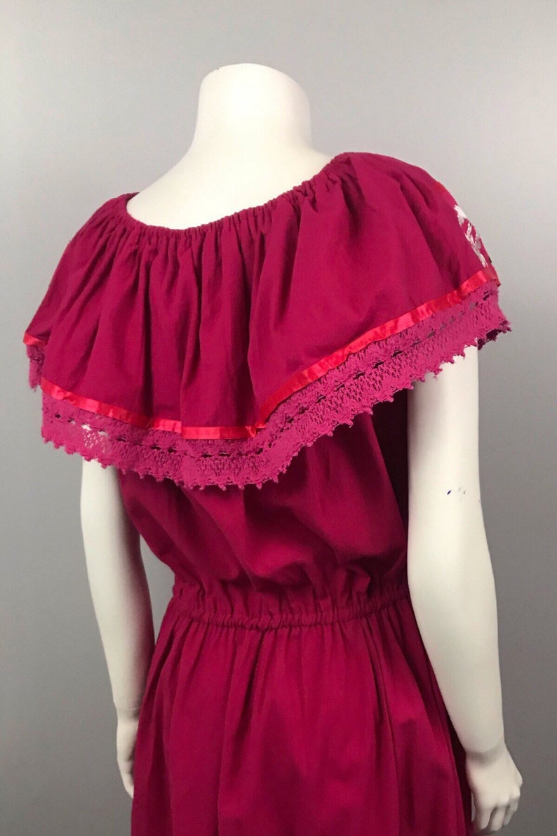 1980s Dress / Fuchsia Pink Mexican Sleeveless Fit & Flare - Etsy