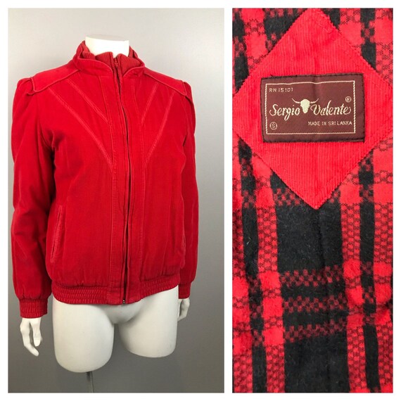 1980s Sergio Valente Jacket / 80s Red Corduroy Des