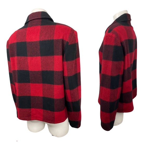 1990s Cropped Buffalo plaid Flannel Shirt Jacket / Wo… - Gem