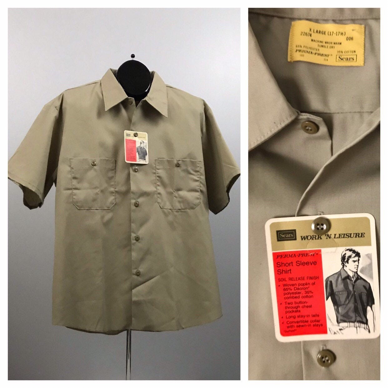 NOS Sears Button Down Work Shirt / | Etsy