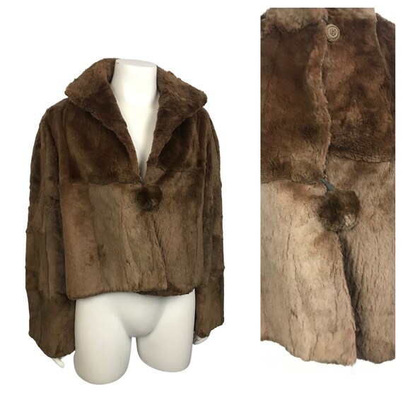 1940s Fur Coat / Cropped Brown Fur Jacket / Women’