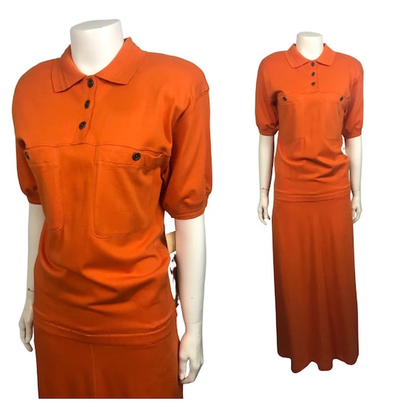 1990s Orange Slouchy Dress / NWT Cotton Bunched Dr
