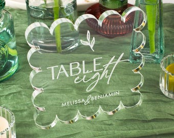 Scallop Square Wedding Table Number