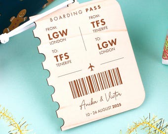 Personalised Travel Memory Boarding Pass Family Ticket Christmas Decoration