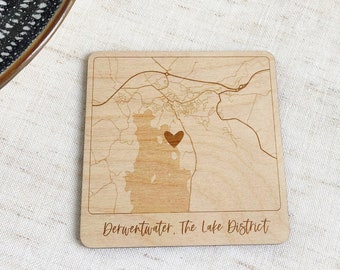 Map Coaster, Engagement Gift, Wedding Gift, Anniversary, Her Birthday, His Birthday, Personalised Gift, Valentines Gift, New Home Gift