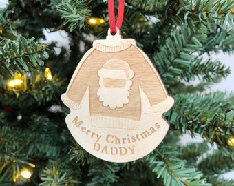 Personalised Santa Christmas Jumper Ornament, Ugly Jumper Bauble, Tree Decoration, Christmas Ornament, Tree Ornament, Family Christmas Gift