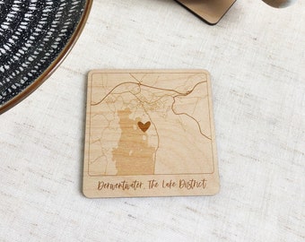 Valentines Day Map Coaster, Engagement Gift, Wedding Anniversary Gift, Valentines for Her, Personalised Valentines Gift, Valentines for Him