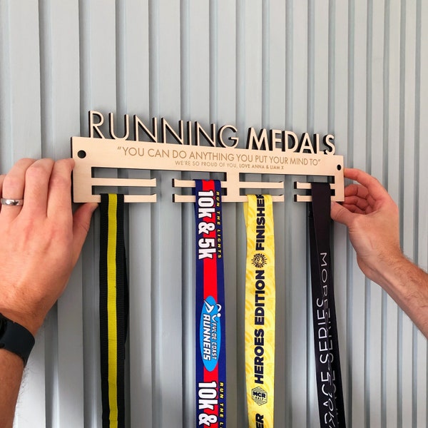 Running Medal Hanger, Personalised Gift, Gift for Him, Gift for Dad, Medal Holder, Medal Display, Christmas Gift, Gift for Her, Gift for Mum