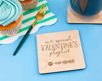Spotify Playlist Valentine's Day Drink Coaster, Valentines Gift, Gift for him, Gift for her, Drink Gift, Coaster Gift