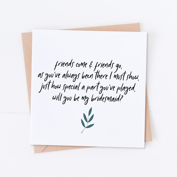 Will You Be My Bridesmaid Card Wedding Poem Bridesmaid Etsy