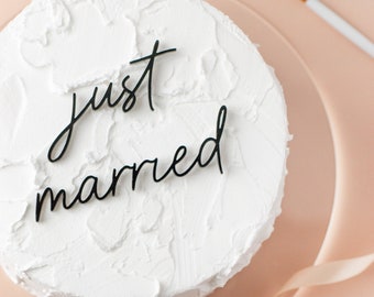 Just Married Wedding Cake Charm Decor Set