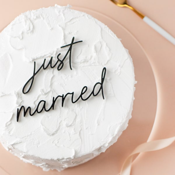 Just Married Wedding Cake Charm Decor Set