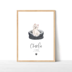 Personalised Westie Print, Dog Print Wall Decor, Pet Portrait, Dog Lover Gift, Dog Decor