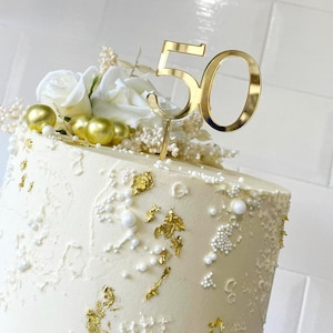 Any Age Number Cake Topper, Birthday Cake Decor, Mirror Acrylic, Party Decor, 18th 21st 30th 40th 50th 60th Birthday image 1