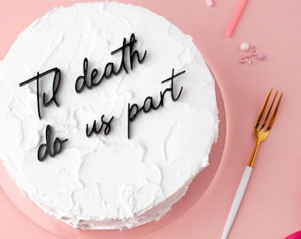 Set de decoración con dijes para tarta de boda "Hasta que la muerte nos separe"