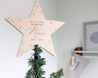 In Loving Memory Christmas Tree Topper Star, Engraved Tree Topper, Memorial Gift, Christmas Star, Christmas Keepsake Ornament