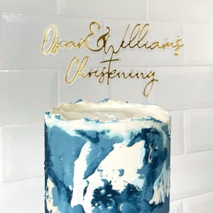 Personalised Floating Christening Cake Topper - Double Name, Name Cake Topper, Baptism Cake Charm, Christening Cake Topper, Cake Decor