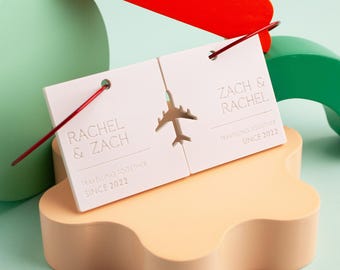Plane Couple Luggage Tags, Engraved Bag ID Tag, Travel Partner Suitcase Tag, Acrylic Travel Accessory, Couple Keyrings, Valentines Day Gift