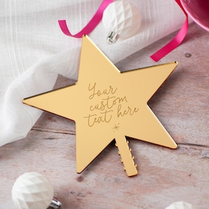 Custom Text Christmas Tree Topper Star, Any Text Engraved Tree Topper, Scandi Christmas, Christmas Star, Engraved Christmas