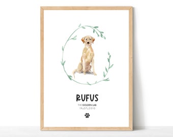 Personalised Labrador Print, Dog Lover Gift, Pet Portrait, Dog Print Wall Decor, Dog Decor