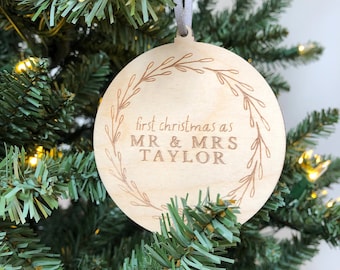 Personalised First Christmas as Mr and Mrs Ornament, Mr and Mr, Mrs & Mrs, Tree Decoration, Christmas Ornament, Tree Ornament Christmas Gift