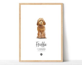 Personalised Cockapoo Print, Dog Lover Gift, Dog Decor, Pet Portrait, Dog Print Wall Decor