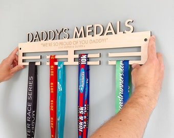 Daddy's Medals Hanger, Personalised Father's Day Present, Gift for Him, Dad Birthday Gift, Personalised Medal Holder, Medal Display