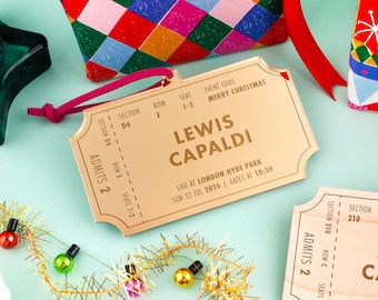 Personalised Surprise Gig Gift Voucher Ticket Christmas Decoration