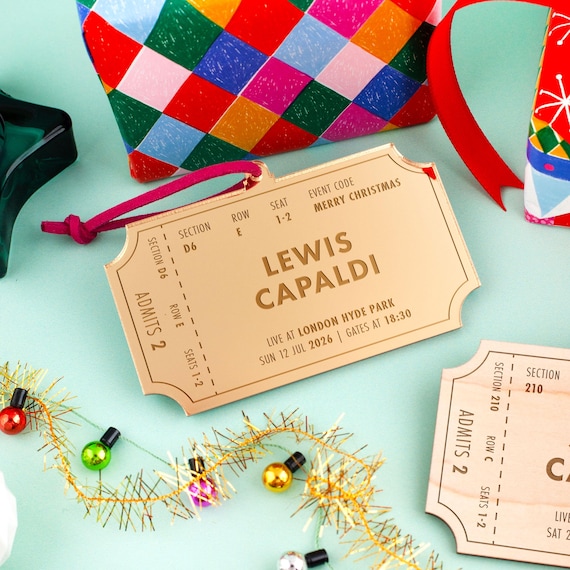 Personalised Surprise Gig Gift Voucher Ticket Christmas Decoration