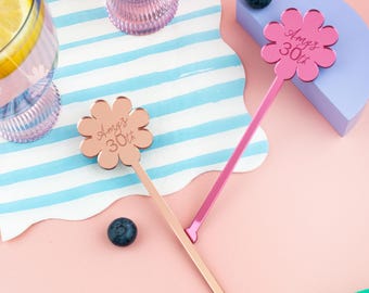 Personalised 30th Birthday Drink Stirrer, Party Favour, Place Names, Custom Party Decor, Cocktail Stirrers, 21st Birthday Decor, 40th Party