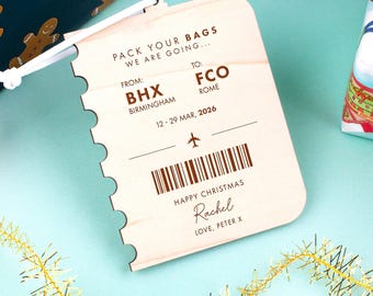 Personalised Pack Your Bags Surprise Holiday Ticket, Boarding Pass Christmas Decoration